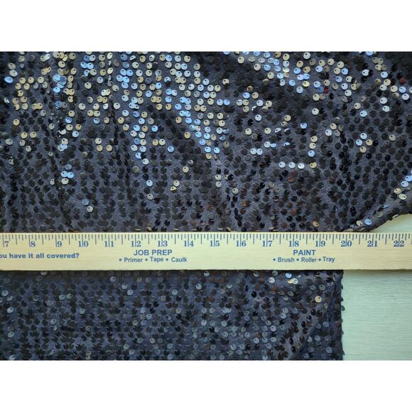 TOP-NUE OPTIONS-Black Sequins-Shirt Tail Bottom-3/4 Sleeves-Reflective-Size MED - Picture 9 of 14